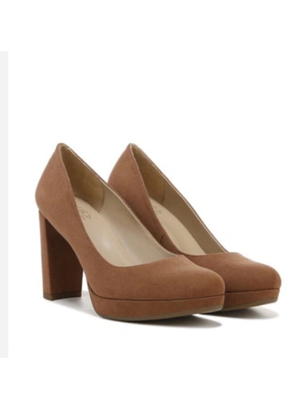 Naturalizer Berlin Platform Pump in Cognac Brown Faux Suede • Size 8.5 • EUC
